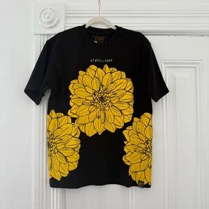 Lux Black Shirt with Yellow Floral Graphic